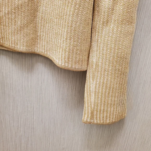 St. JOHN  Deep V-neck Sweater Ribbed w/ Metallic Threads Size S - Like NEW! - Picture 3 of 11